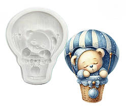 Силіконовий молд для шоколаду та ін "Ведмедик на повітряній кулі -2"