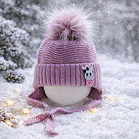 Шапка зима на флісі 1-2 років світлий бузок 46-48