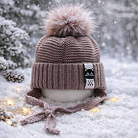 Шапка зима на флісі 3-5 років темно-пудрова 50-52