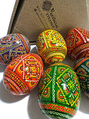 Гуцульські деревʼяні писанки / набір 6 шт, ручний розпис