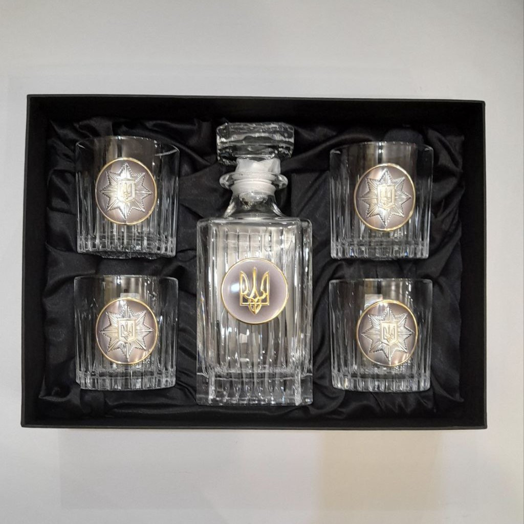 Набір для віскі "Національна поліція", кришталь, графін + 4 келихи Гранд Презент GPB5MVS2XD