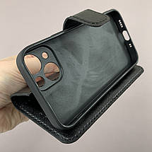 Чохол-книга для Apple iPhone 13 Mini чохол книжка з хлястиком на телефон айфон 13 міні чорна b6r, фото 4