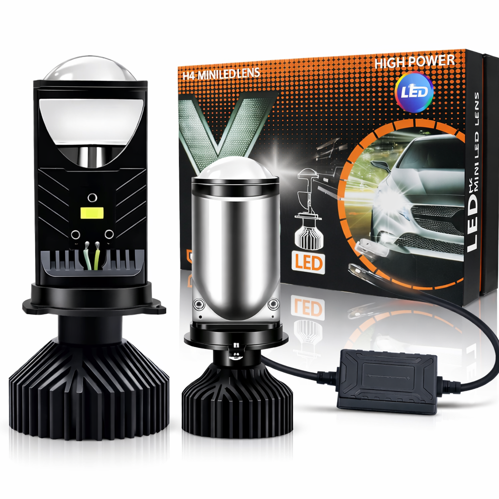 LED лампи H4 з міні-лінзою 16000Lm 60W 6000K 12–24V • Auto Led Linz • ближнє/дальнє світло, фото 1