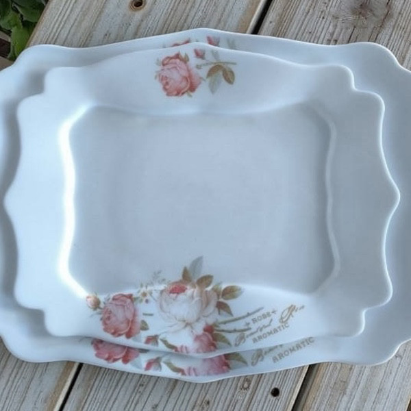 Блюдо мілке 33*26см Ароматна троянда 6916F Vinnarc Flower F-LFHYP-140