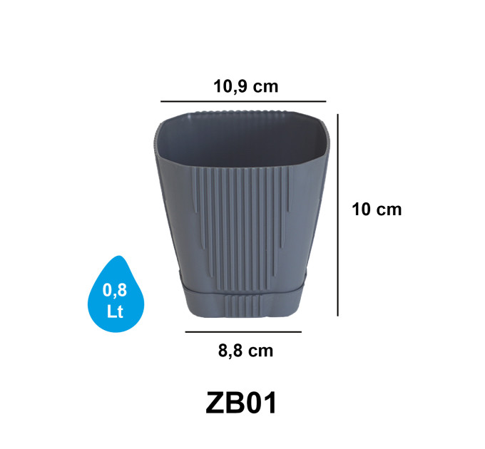 Вазон ZAMBAK 0,8 л., антрацит