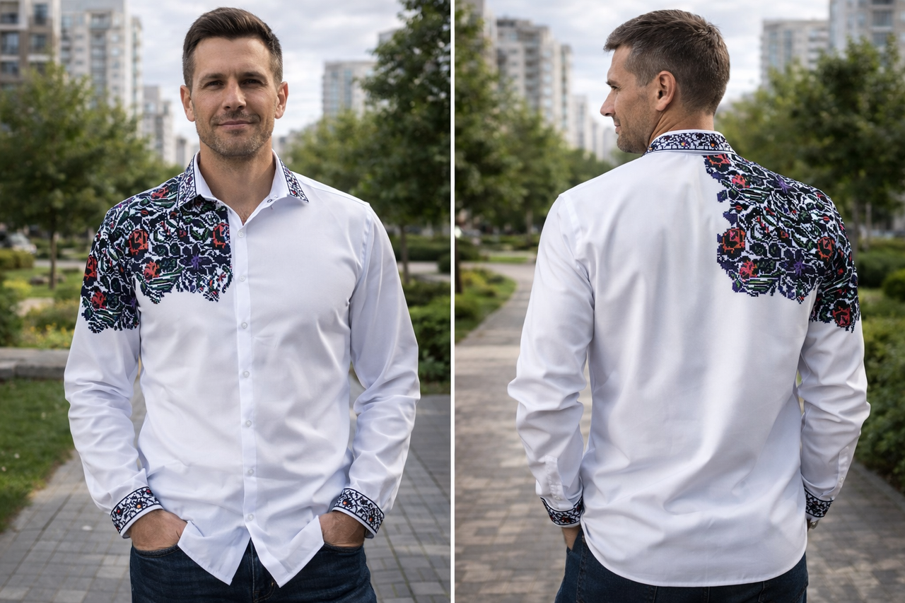 Заготовка для чоловічої вишиванки № 154-СЧ, фото 1