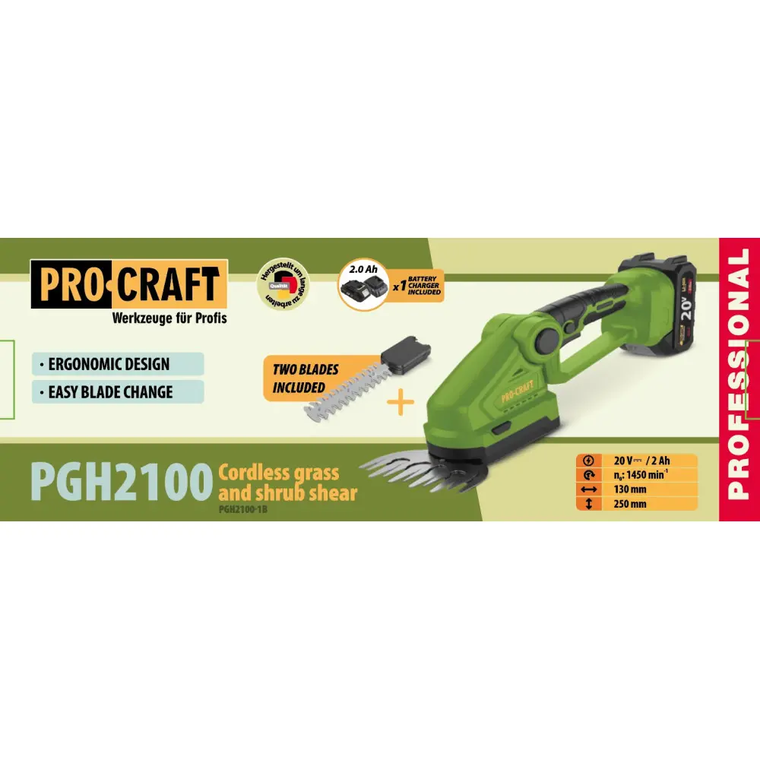 Підрізувач трави та кущоріз акумуляторний Procraft PGH2100 (1 акб), фото 2