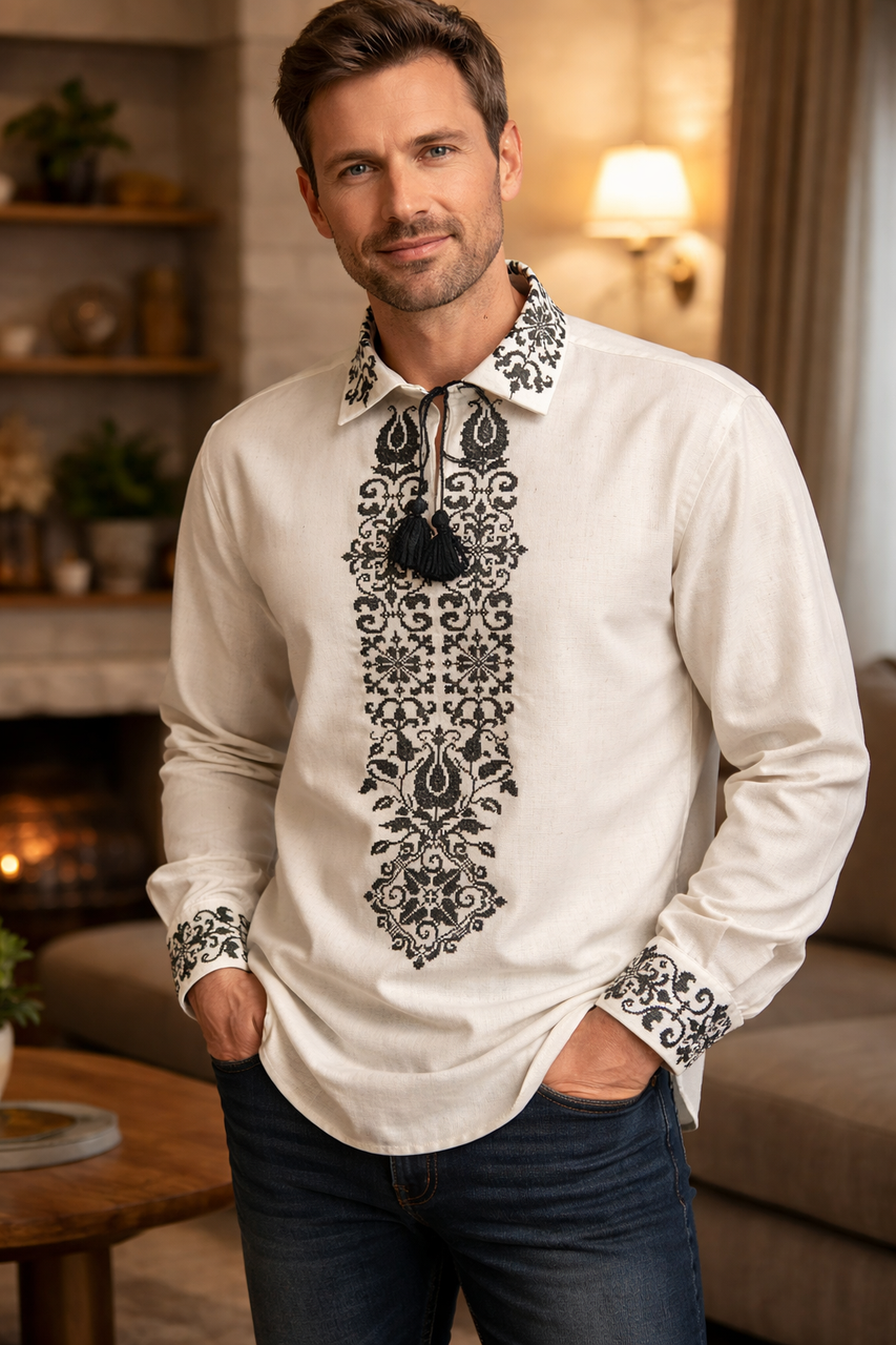 Заготовка для чоловічої вишиванки № 113-СЧ, фото 1