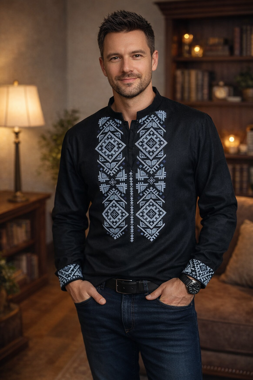 Заготовка для чоловічої вишиванки № 434-СЧТ, фото 1