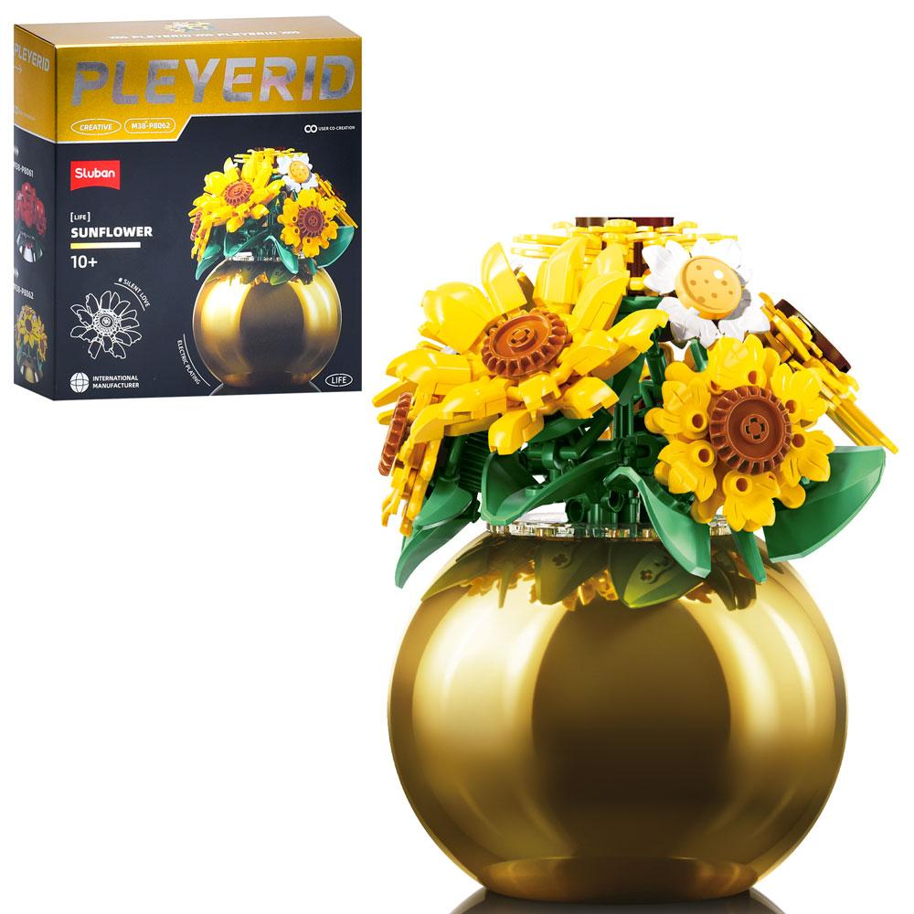 Конструктор SLUBAN M38-P8062 квіти у вазі, соняшники, кор., 22,5-24-8 см., фото 1