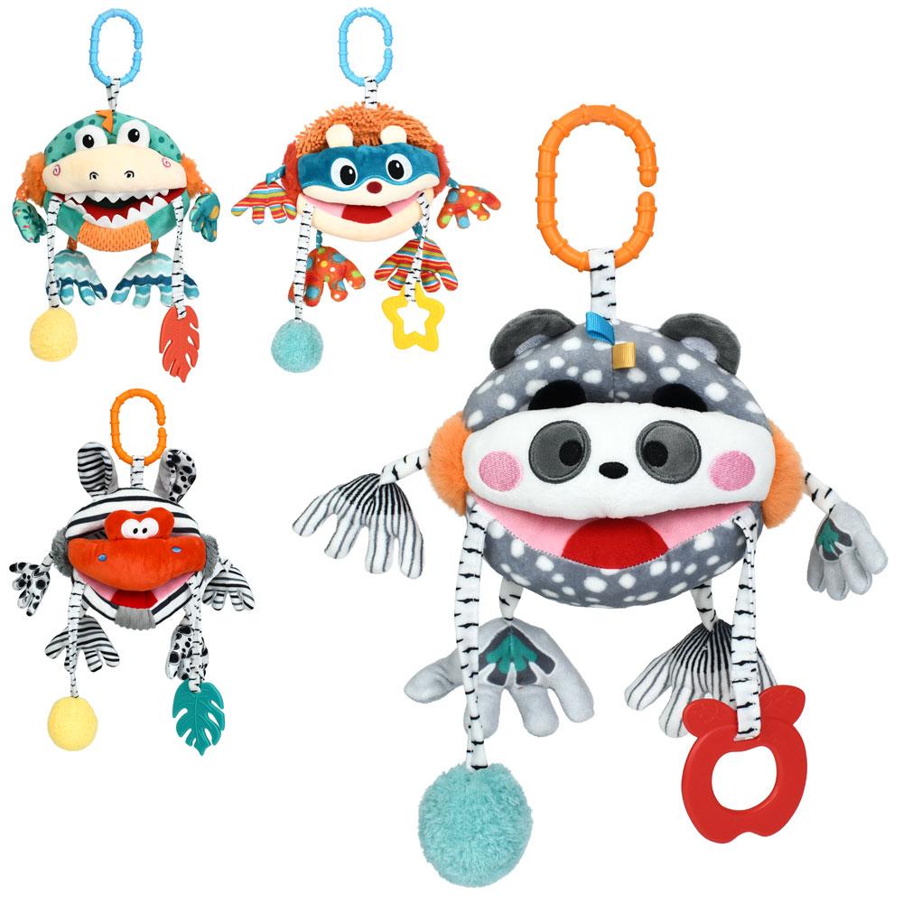 Підвіска м'яка HB 0104 ABCD на коляску/на ліжко,тварина,пискавка,брязкальце,прорізувач,плюш,4види,ку, фото 1