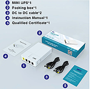 MINI DC UPS WGP Optima 301 - ДБЖ для роутера, джерело безперебійного живлення, безперебійник 9900mAh, фото 5