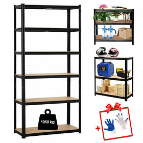 Стелаж металевий для кладовки комори підвалу 6 полиць 220х110х50 Siker P2211 чорний