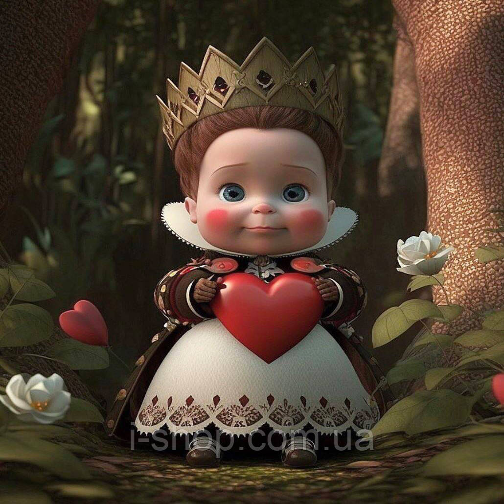 Алмазна мозаїка для дівчаток з рамкою Мила королева з сердечком набір для творчості Dreamtoys 20x20 см, фото 1