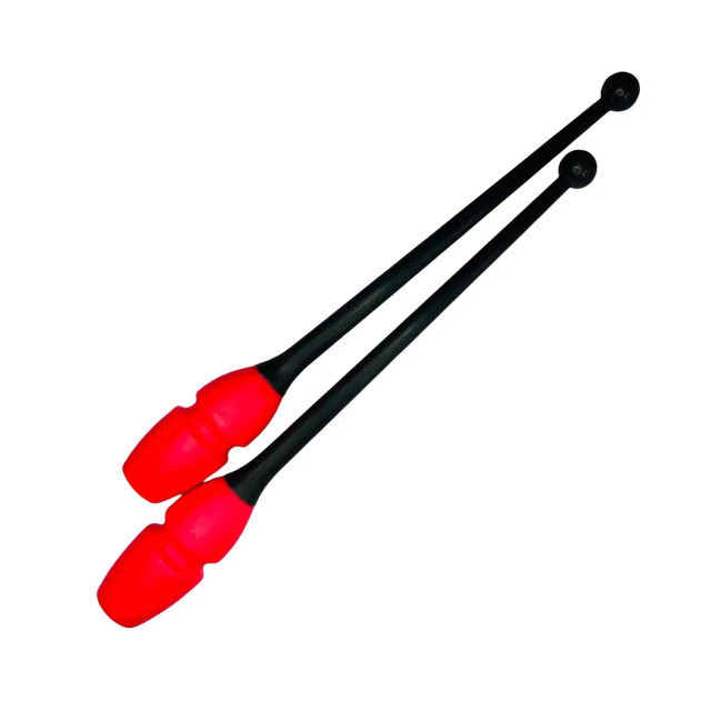 Булави для художньої гімнастики Pasrorelli Junior 36 см Nero-Coral, фото 1