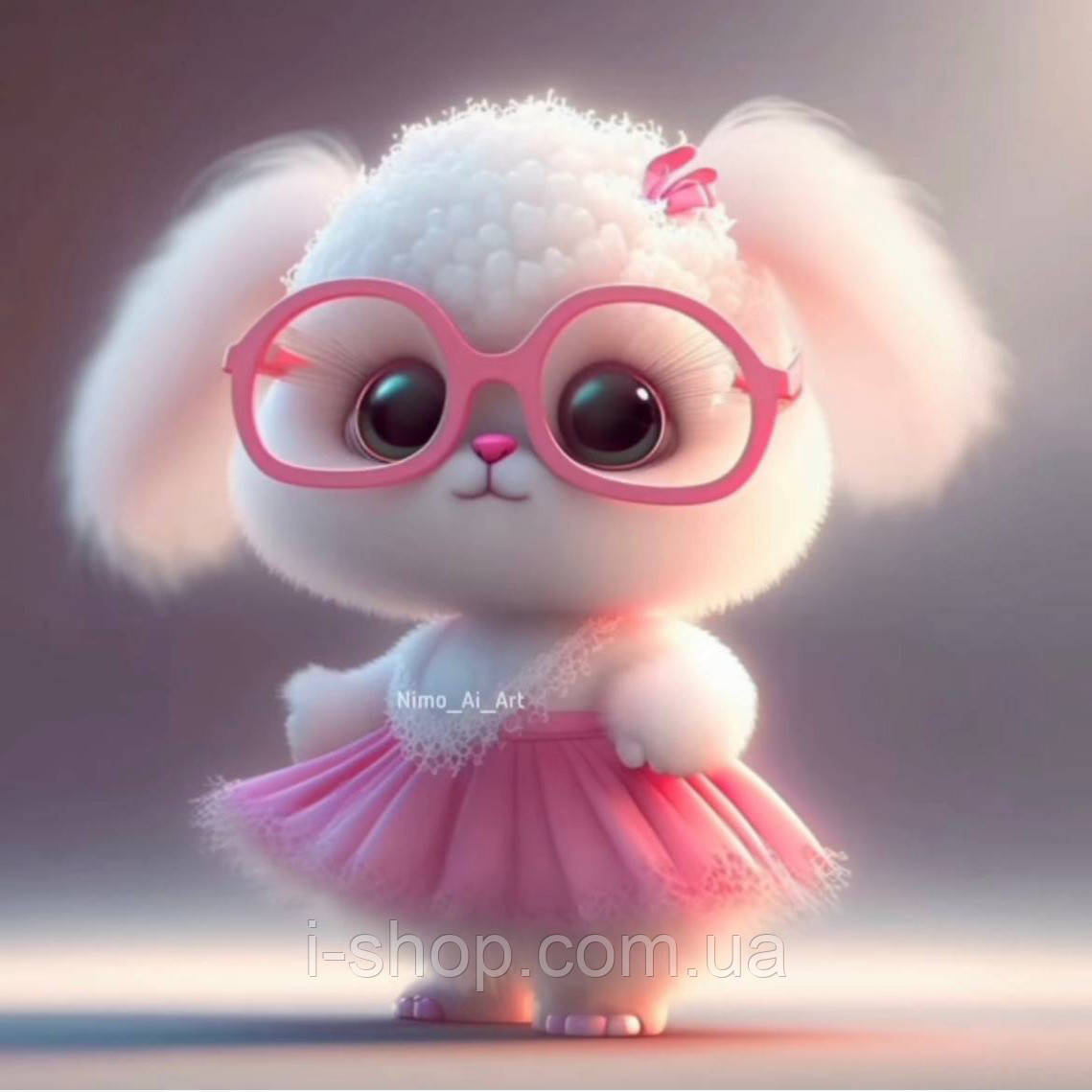 Алмазна мозаїка кролик з рамкою для дітей модний кролик в окулярах набір для творчості Dreamtoys 20х20 см, фото 1