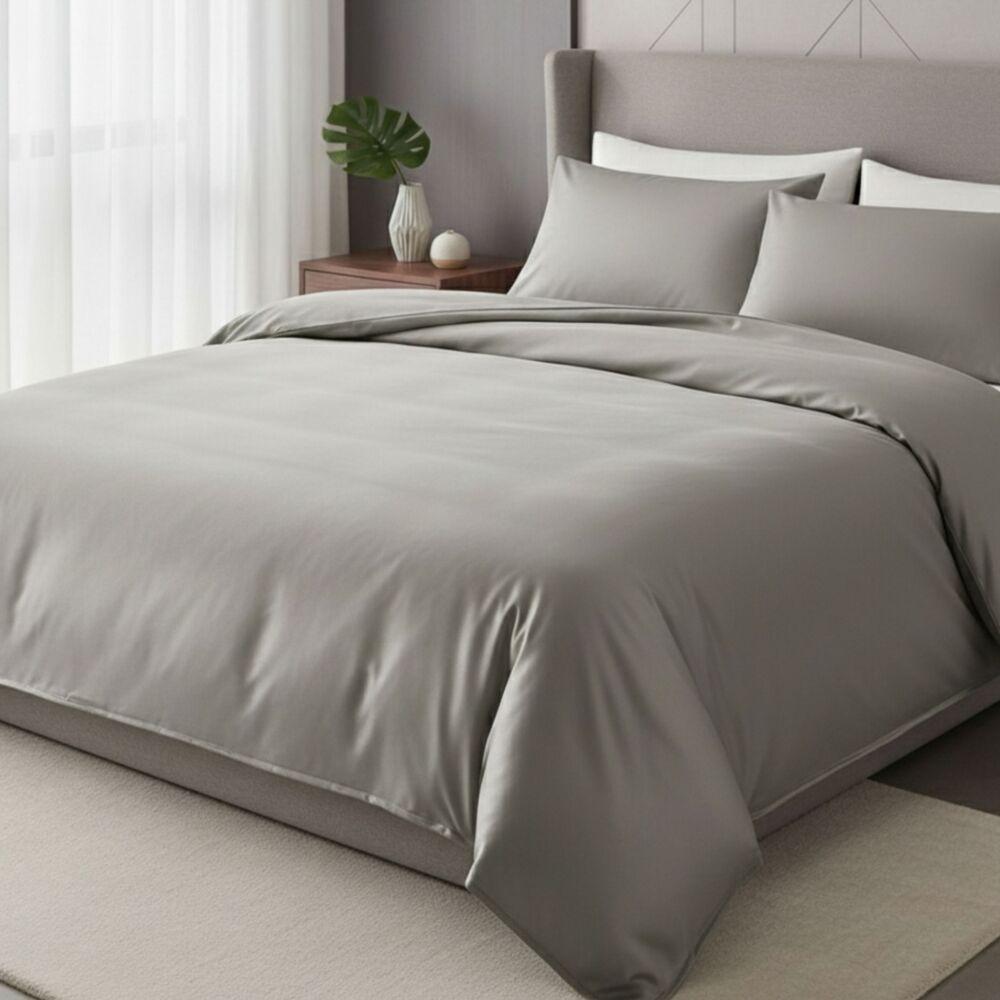 Комплект постільної білизни IDEIA полуторний 145х215 сатин бавовна преміум сірий/беж
