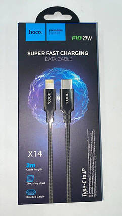 Кабель Hoco X14 PD 27W Type-C Lightning, 2 м (чорний), фото 1