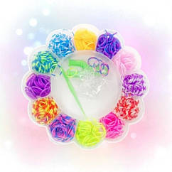 Набір резинок для плетіння Квітка кольорові силіконові резиночки гачок кліпси для дітей від 5 років