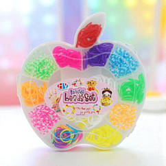 Набір резинок для плетіння яблуко з різнокольорових силіконових резинок гачком для дітей від 5 років