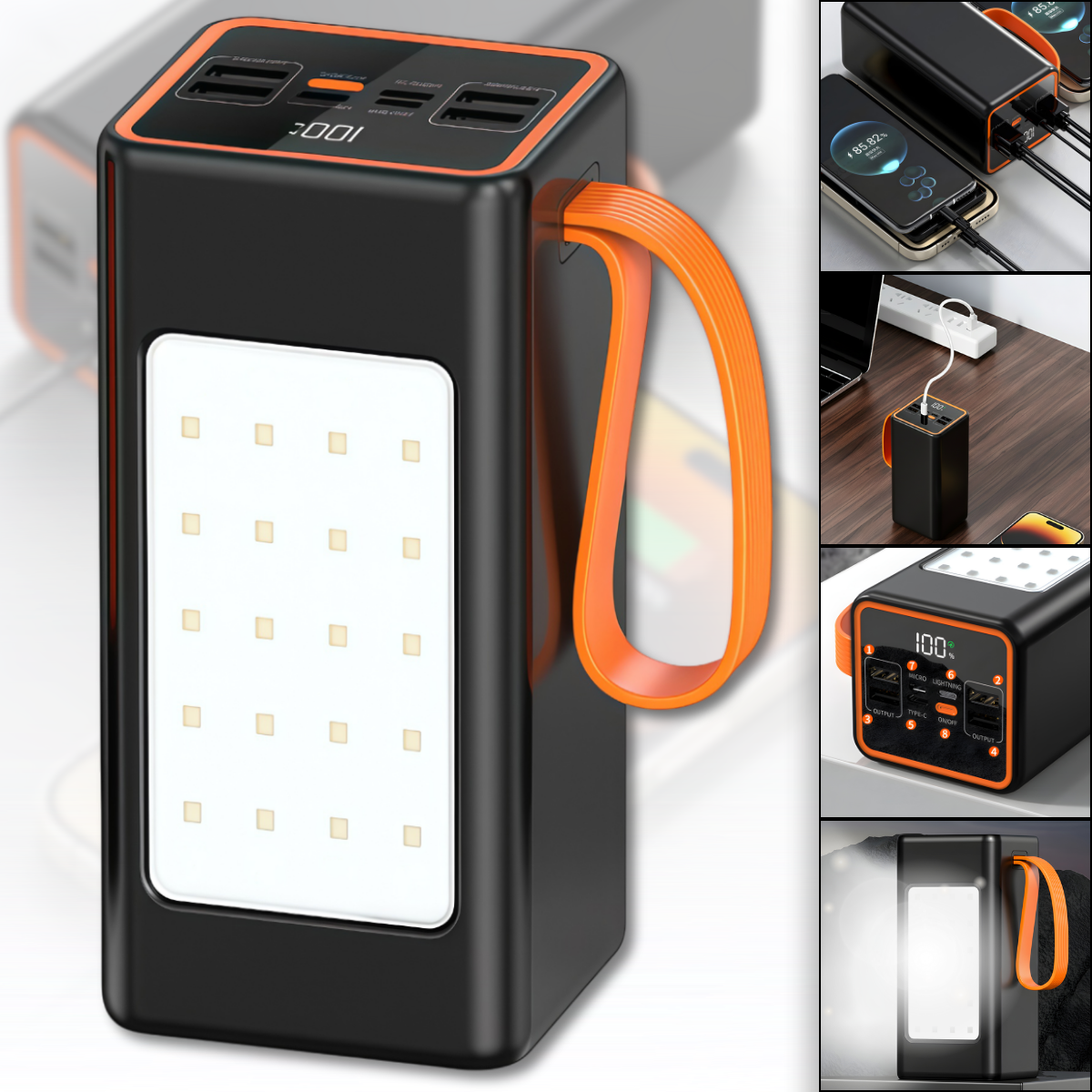 Повербанк 100000 mAh з LED-ліхтариком та швидкою зарядкою Hoco JA88A 22.5W, фото 1