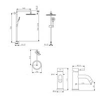 Акційний набір: Lidz Aria 0011F Змішувач для раковини (k35) Nickel + Lidz Aria 1120 Душова стійка універсальна на два, фото 2