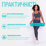Килимок для йоги та фітнесу EasyFit TPE+TC 6 мм двошаровий м'ятний-чорний, фото 2