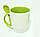 Чашка з ложкою зелена всередині із зображенням, фото 4