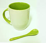 Чашка з ложкою зелена всередині з зображенням, фото 3