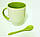 Чашка з ложкою зелена всередині із зображенням, фото 3