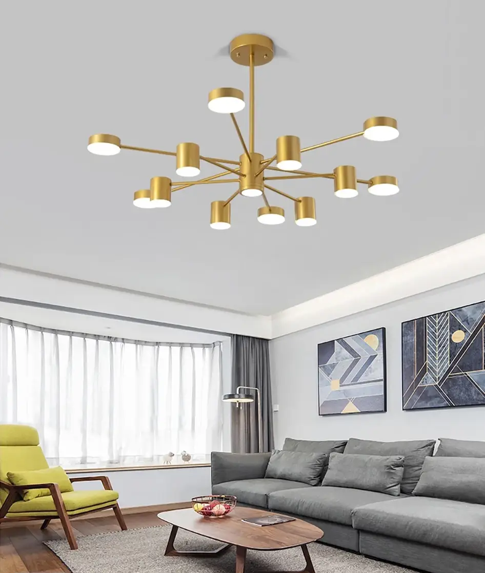 Потолочная LED люстра Меркурий 8911 (Золотая), 12 плафонов, 90W, энергоэффективная AllInOne -market-without-queues-, фото 1