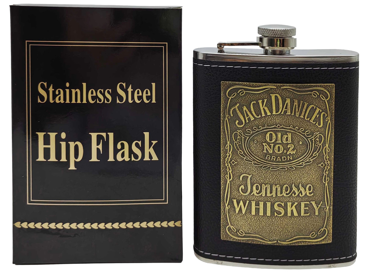 Фляга 240мл "JACK DANIELS" нержавіюча сталь у шкірі, фото 1
