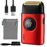 Електробритва Шейвер VGR V-378 Red, USB-зарядка, Подвійне лезо. Електробритва для обличчя