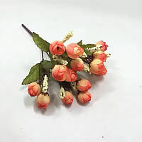 Букет міні бутонів троянд d 2 см (13-15 бутонів) висота букета 23 см. Колір —персик