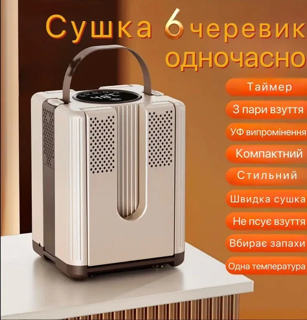 Складана сушарка для взуття з таймером на 3 пари, фото 1