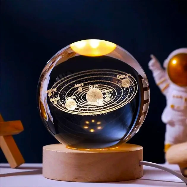 Кришталева куля із сонячною системою 6/8 см, фото 1