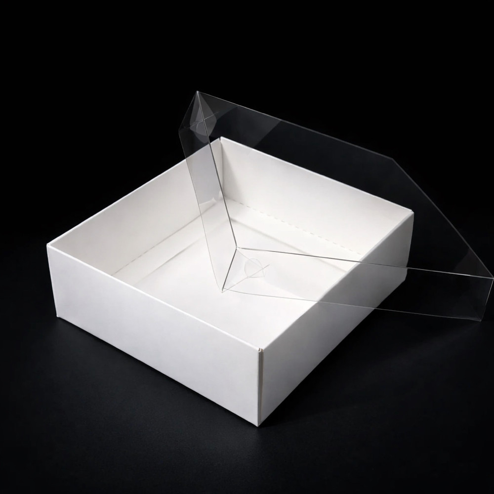 Коробка для макаронс, десертів 150х150х50 мм (10 шт.) з прозорою кришкою