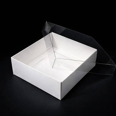 Коробка для макаронс, десертів 150х150х50 мм (10 шт.) з прозорою кришкою, фото 1