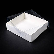 Коробка для макаронс, десертів 200х200х60 мм (10 шт.) з прозорою кришкою