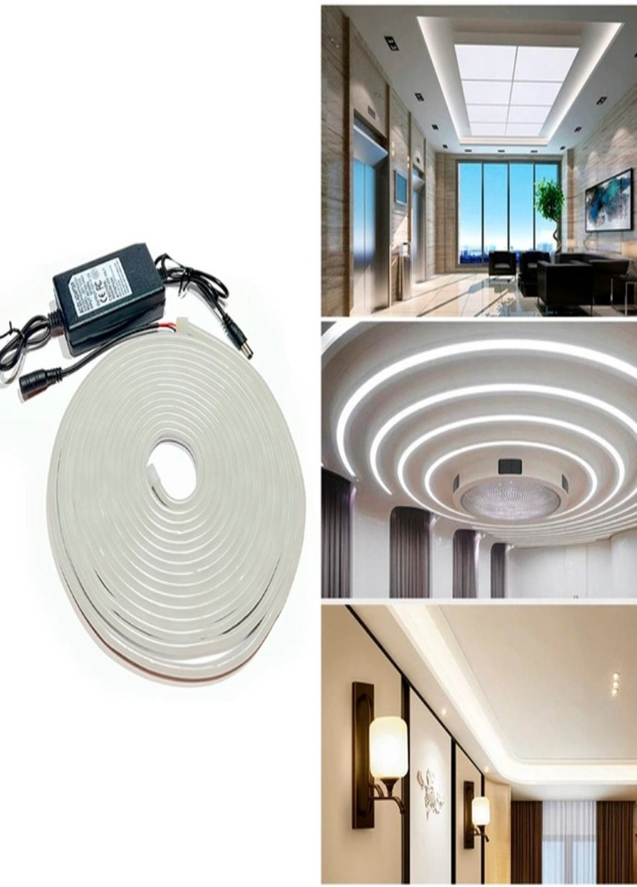 Стрічка силіконова LED NEON Біла 5M White 12V-220V, фото 1
