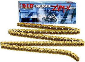 Мото ланцюг 530 DID 530ZVM-X G&G золота для мотоцикла кількість звенье 102 - 122 ланок