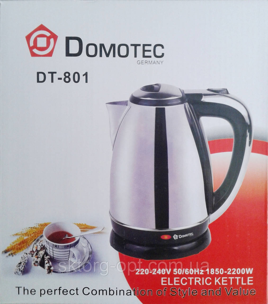 Электрочайник Domotec DT-801 Нержавейка - фото 2 - id-p443240091