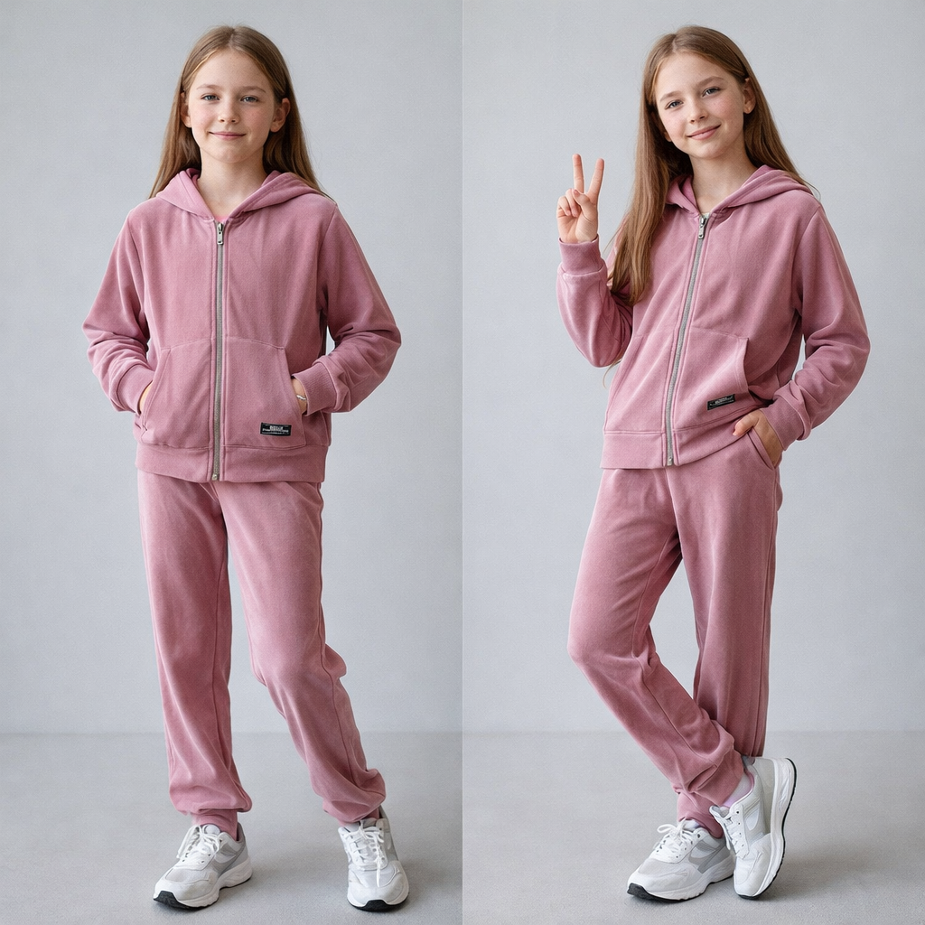 Велюровий Костюм на Дівчинку 134-158 см 003647 Рожевий