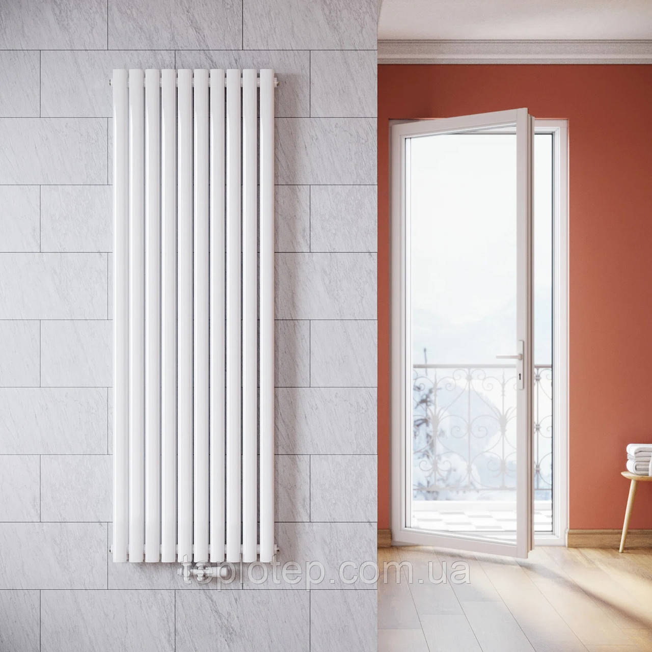 Aurora 1 White 1800/600 мм 1150 Вт вертикальний радіатор RR-UT1800600SW, фото 1
