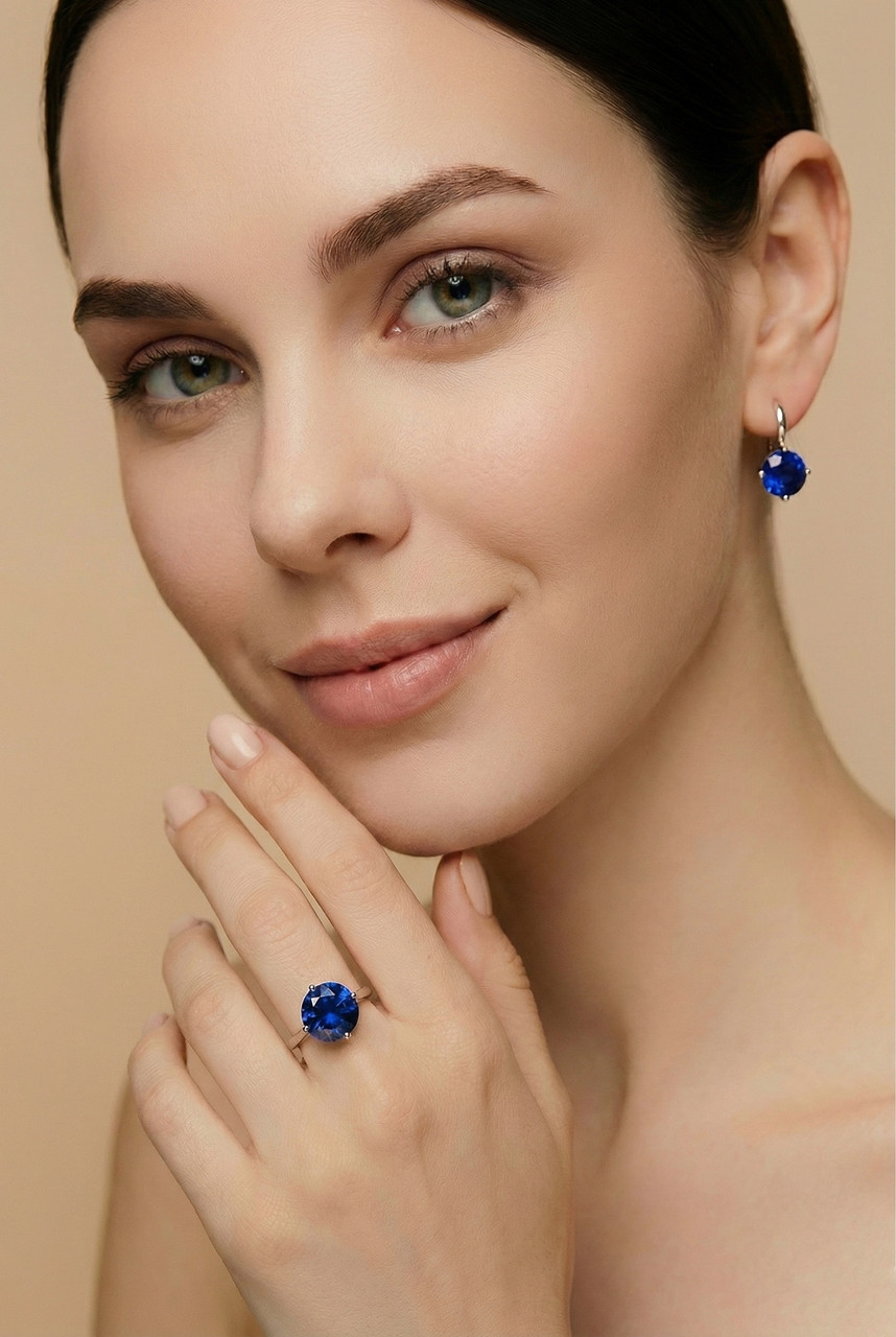 Срібний комплект прикрас з синім альпінітом — витонченість і глибина в одному акценті, фото 1