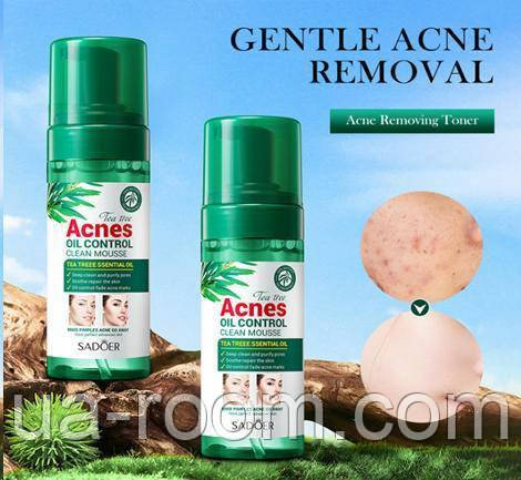 Очисна пінка-мус для вмивання проти акне з олією чайного дерева Sadoer, 150 г, фото 1