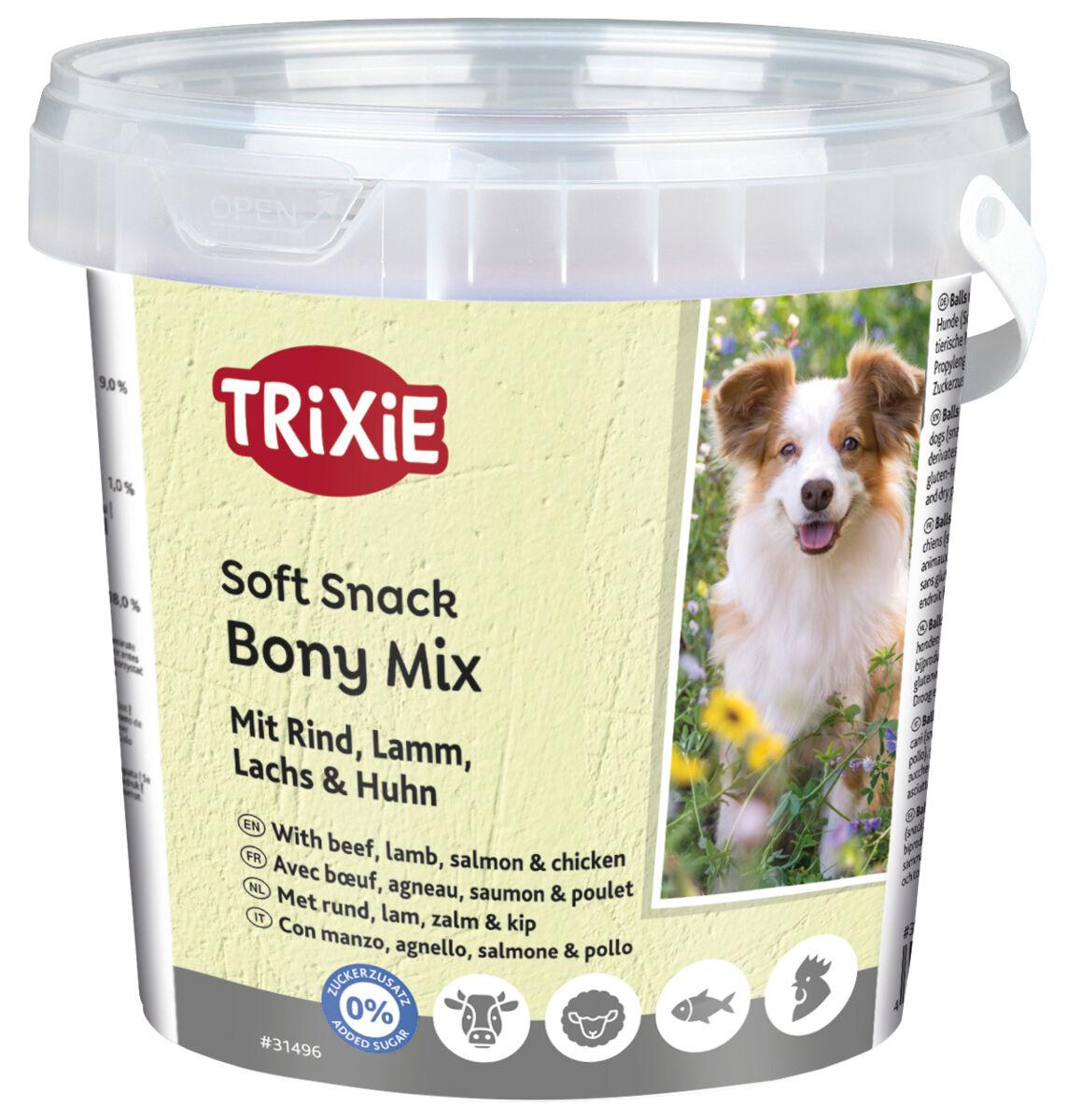 Ласощі для собак з яловичиною, ягням, лососем та куркою Trixie Soft Snack Bony Mix 500 г, фото 1