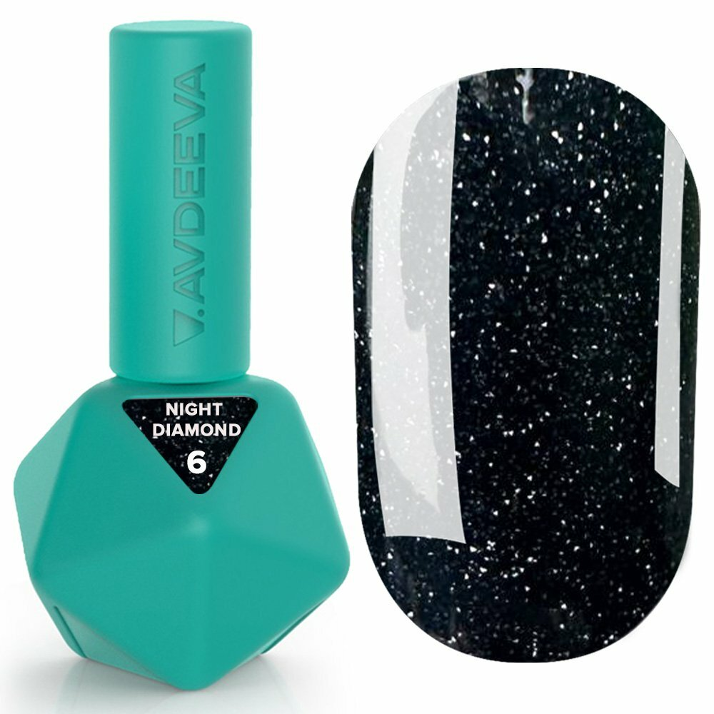 V.AVDEEVA Гель-лак NIGHT DIAMOND 6 — світловідбиваючий Чорний, 12 мл NEW, фото 1