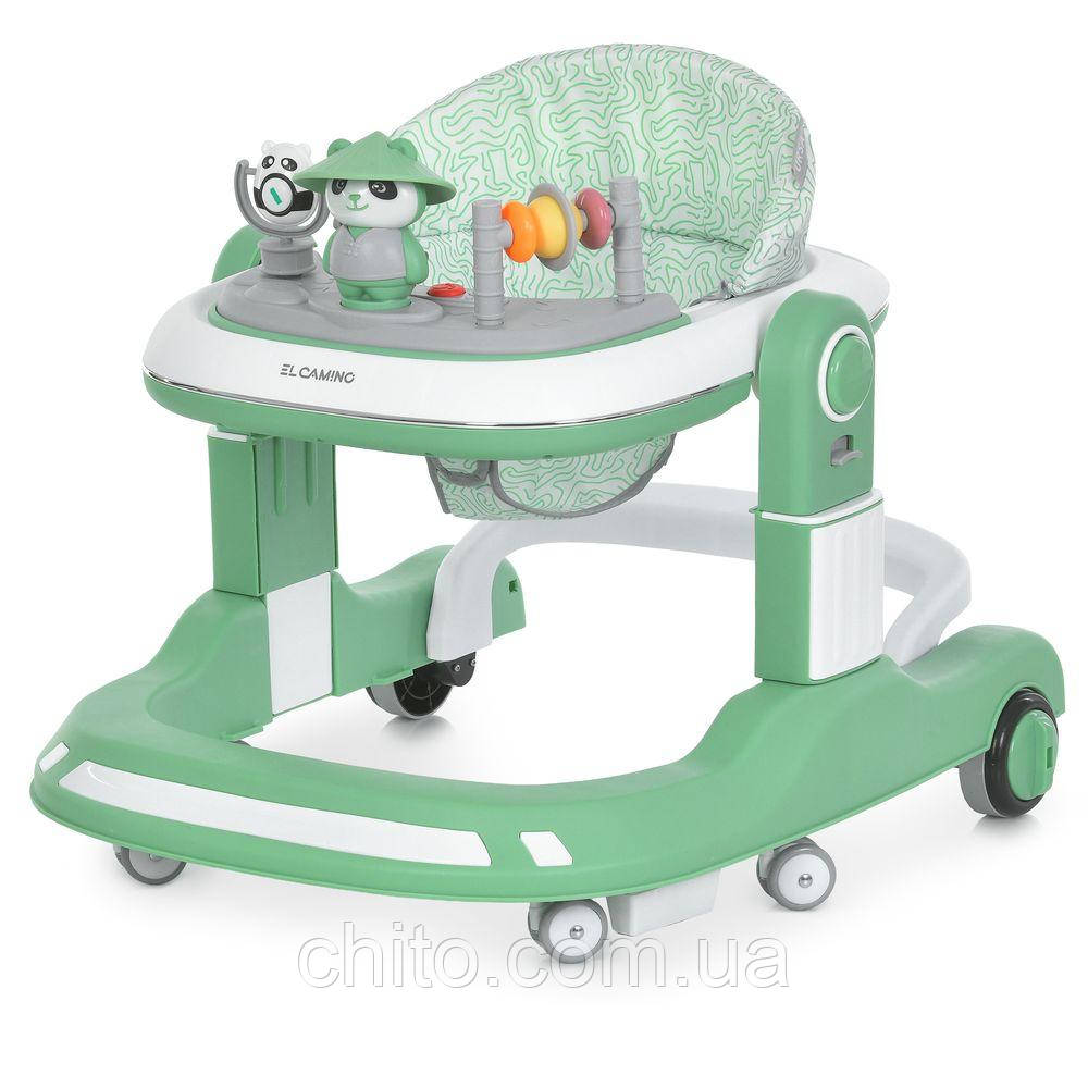 Ходунки 2в1 ME 1200 URSA Green пушер музика світло, фото 1