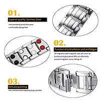 Магнітний браслет для здоров'я Type D3 20 см сріблястий, фото 2